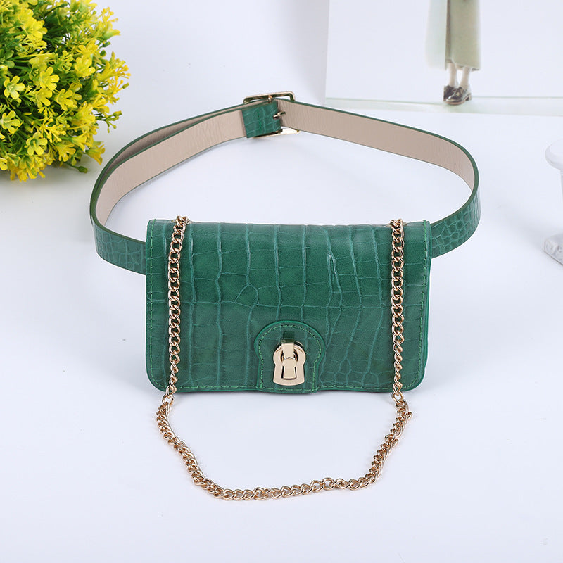 Fashion Belt Chain One Shoulder Small Square Bag