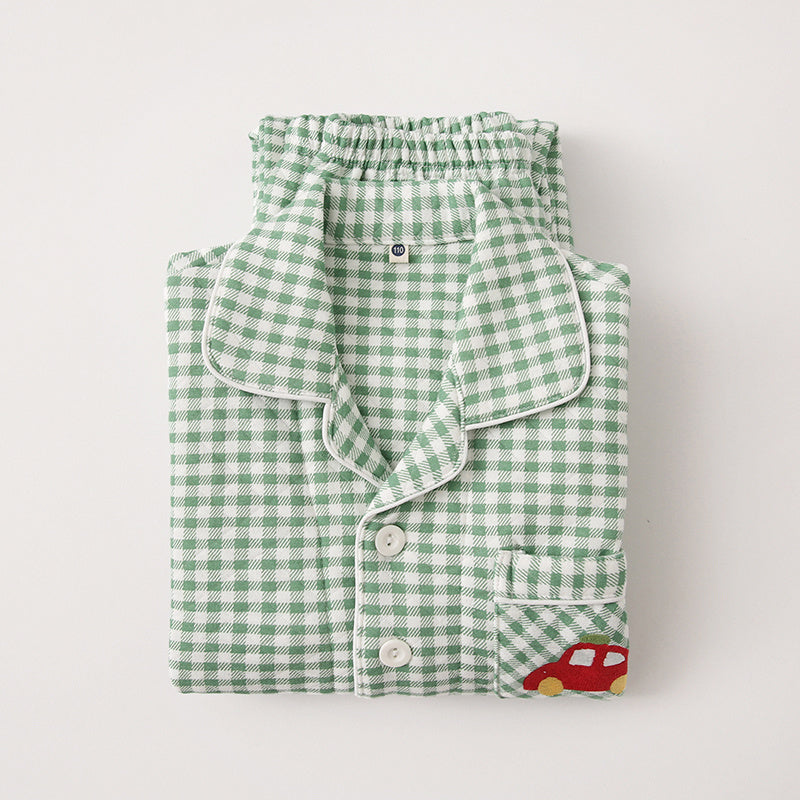 Autumn And Winter Cotton Thick Air Cotton Long Sleeved Pajamas For Girls And Boys