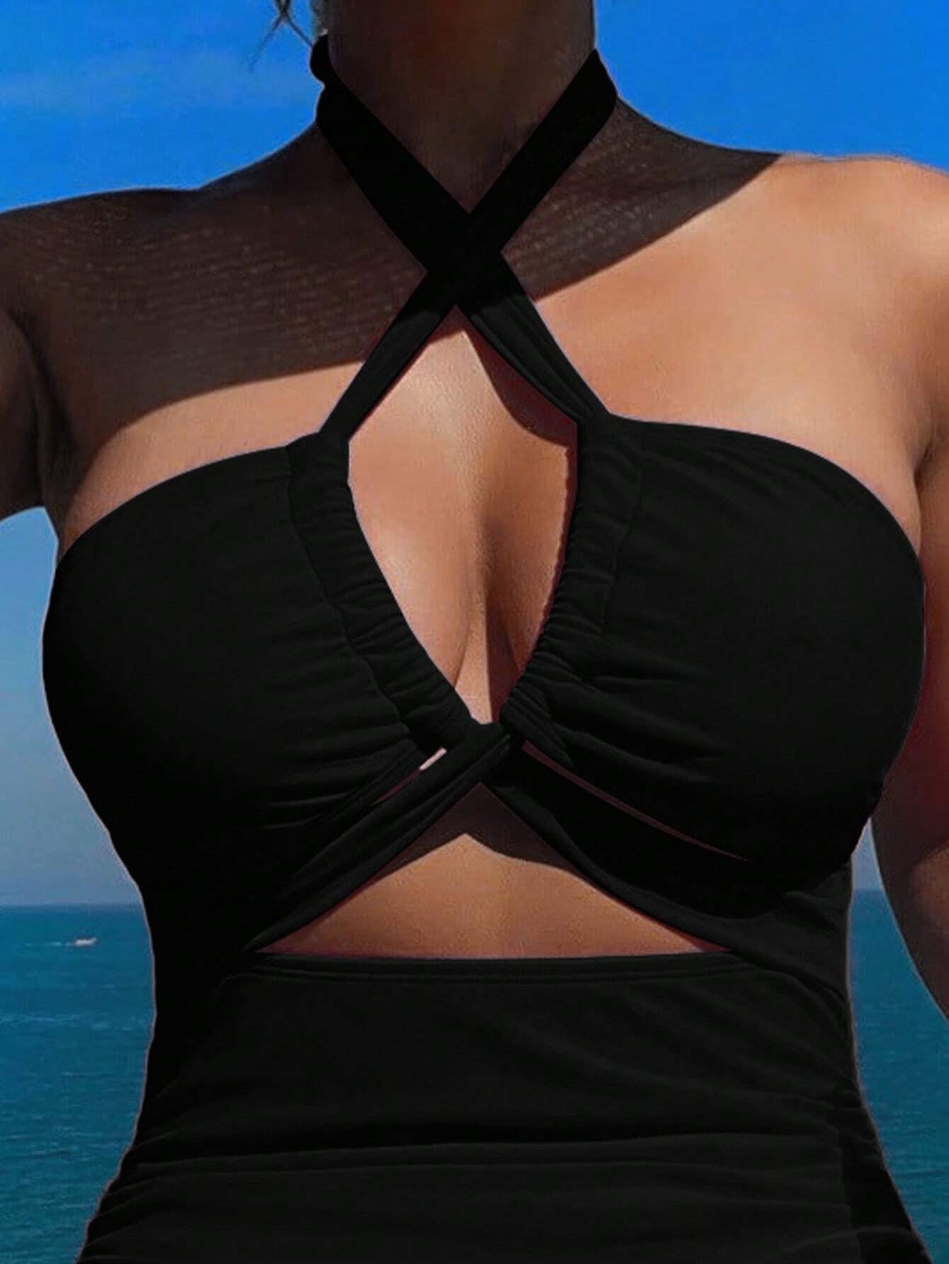 Women's Two-piece Casual Swimsuit P48 Black