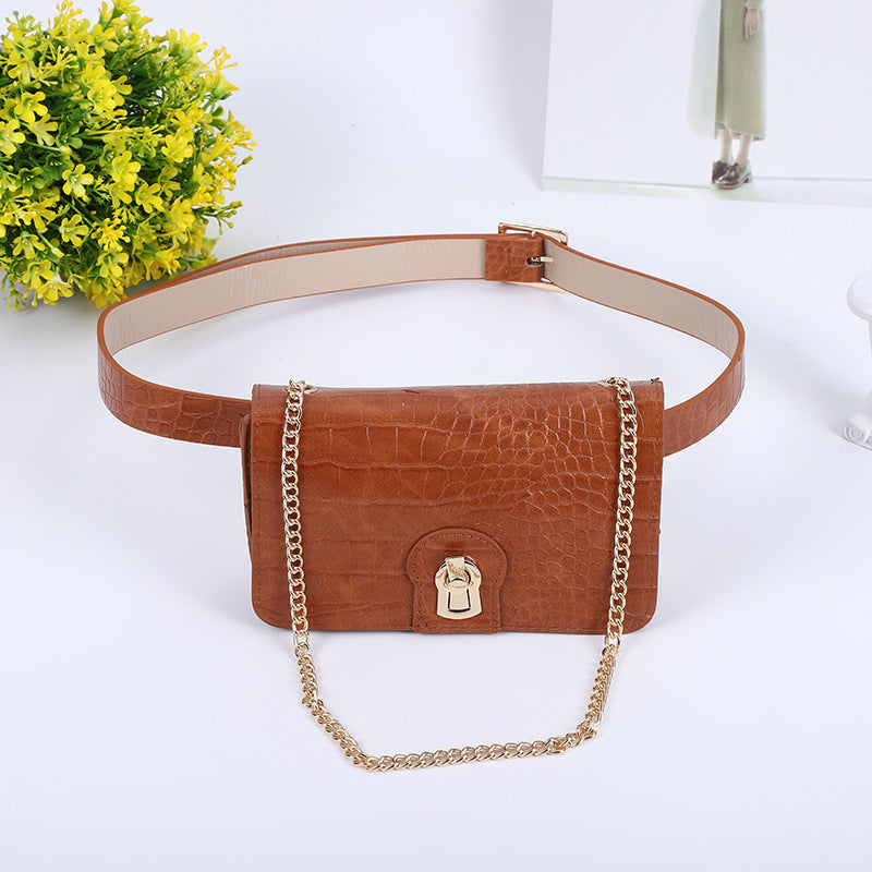 Fashion Belt Chain One Shoulder Small Square Bag