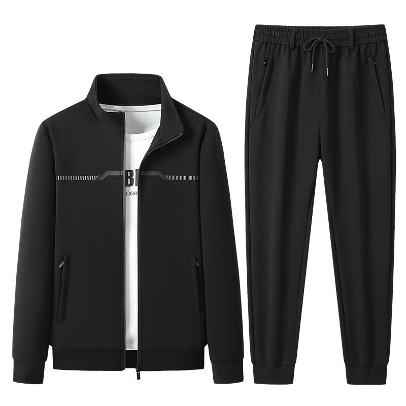 Thickened Casual Sports Suit Dad Business Plus Size Stand-up Collar Breathable Cardigan Jacket