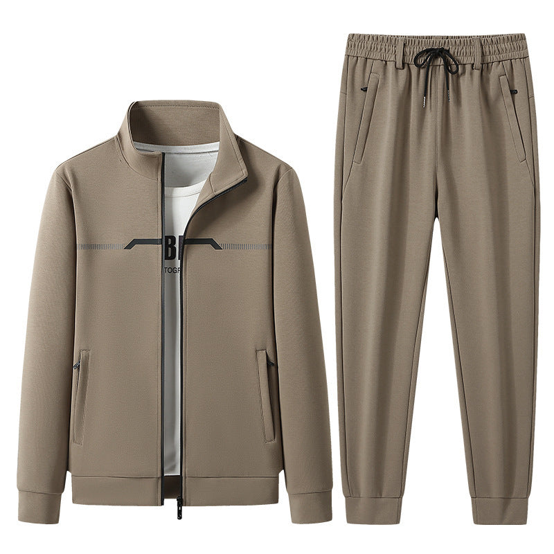 Thickened Casual Sports Suit Dad Business Plus Size Stand-up Collar Breathable Cardigan Jacket