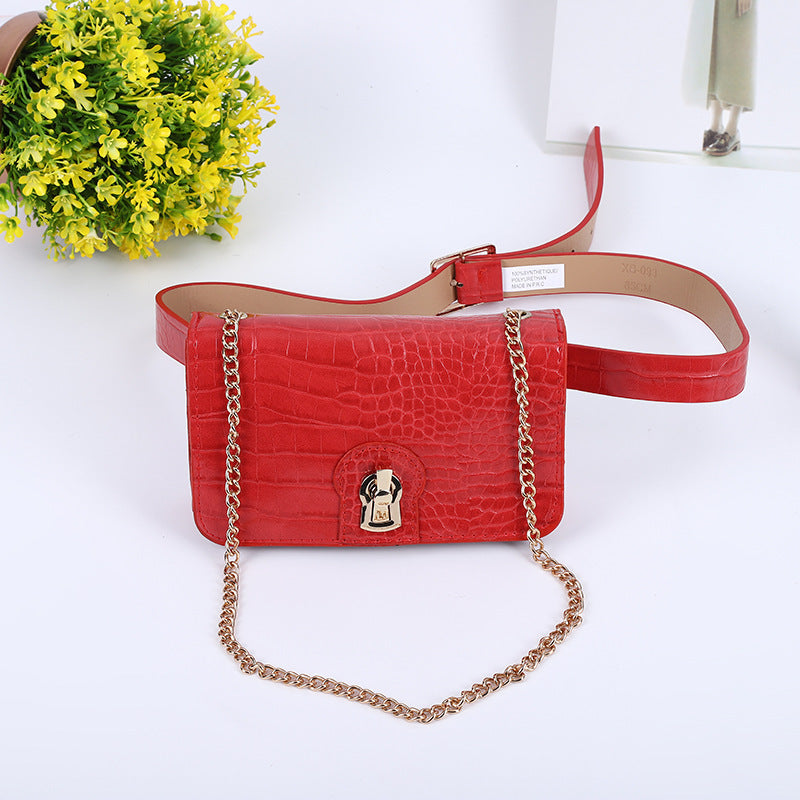 Fashion Belt Chain One Shoulder Small Square Bag
