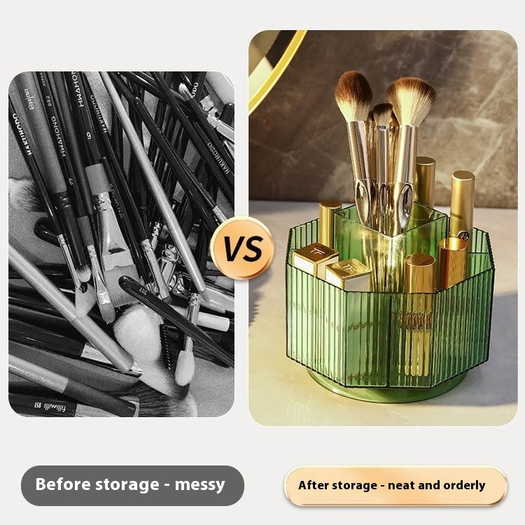 Desktop Grid Rotating Cosmetic Brush Storage Container