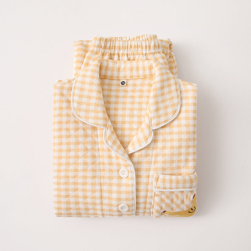Autumn And Winter Cotton Thick Air Cotton Long Sleeved Pajamas For Girls And Boys
