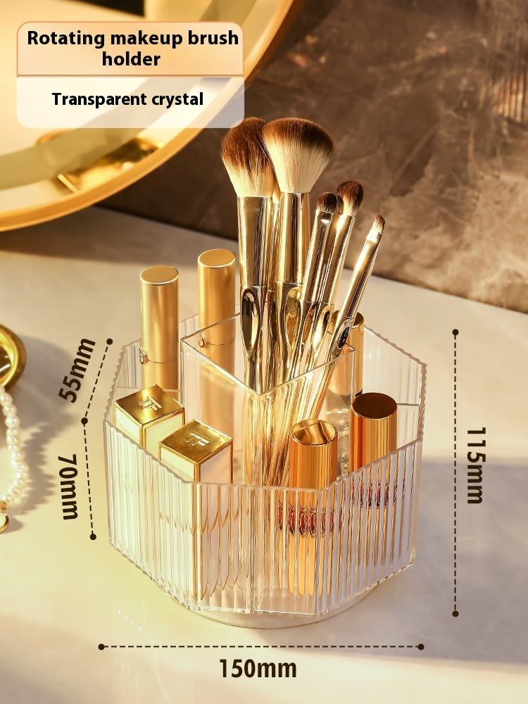Desktop Grid Rotating Cosmetic Brush Storage Container
