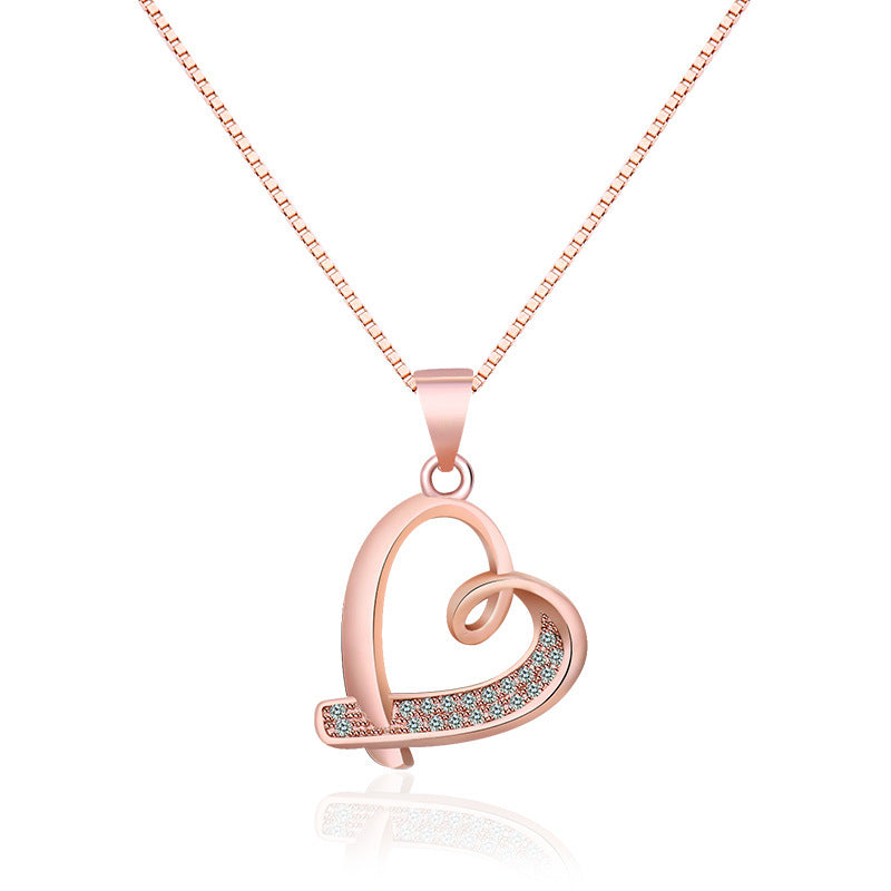 Women's Heart Necklace Hollow Clavicle Chain