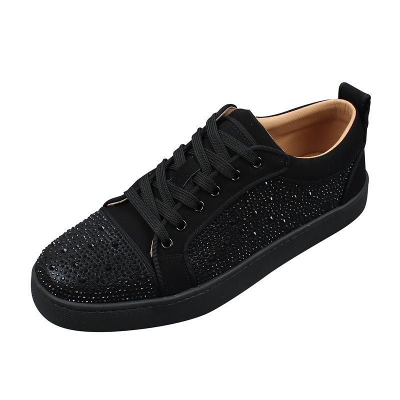 Men's Rhinestone Red Bottom Low-top Comfortable Breathable Fashion Sneakers