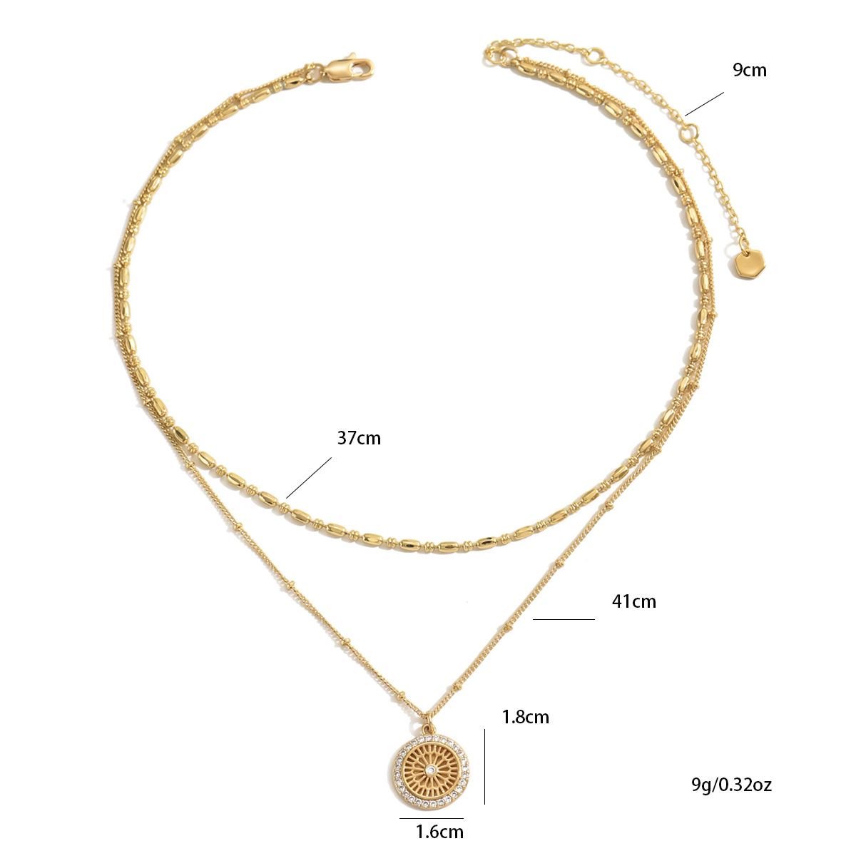 Elegant Gold Layered Necklace Set With Crystal Medallion  Pendant - Chic And Versatile Jewelry For Women