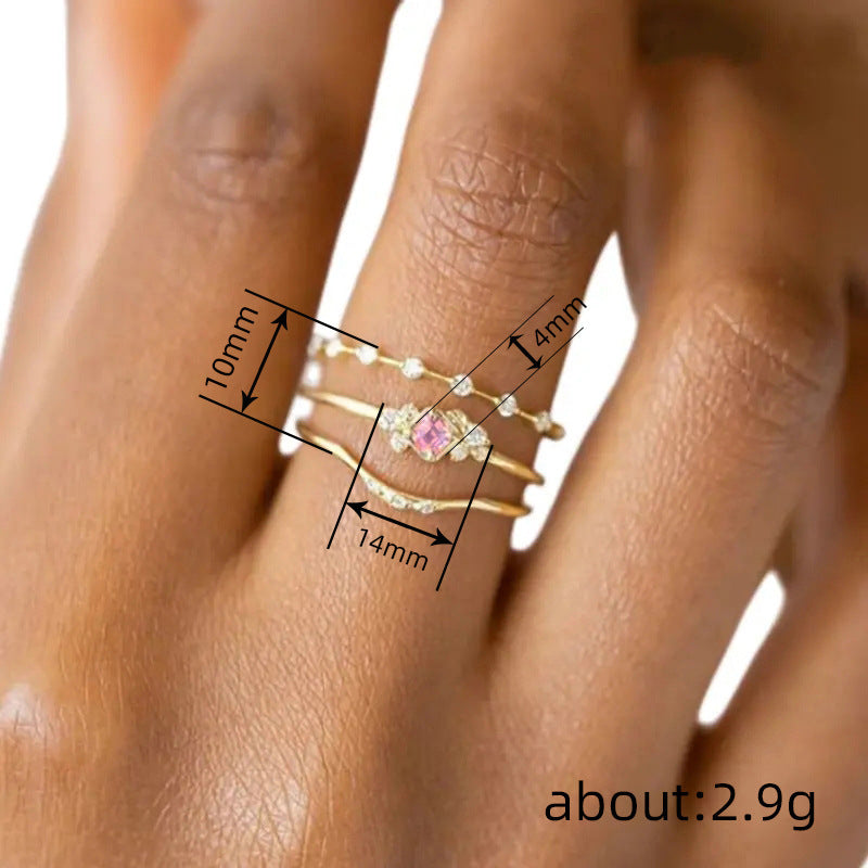 Three-piece Ring Set Sweet Ring Female