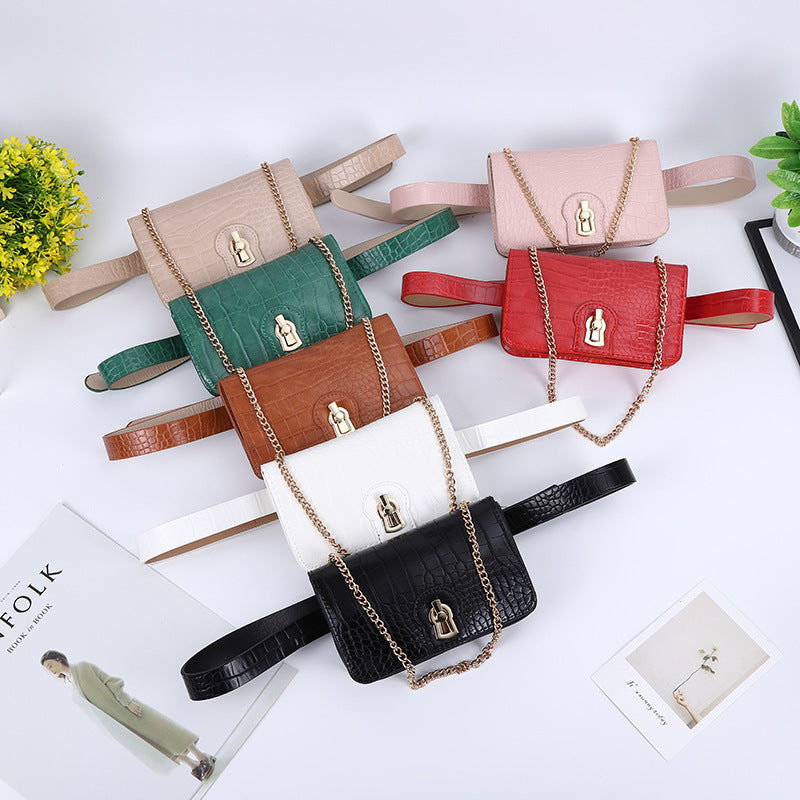 Fashion Belt Chain One Shoulder Small Square Bag