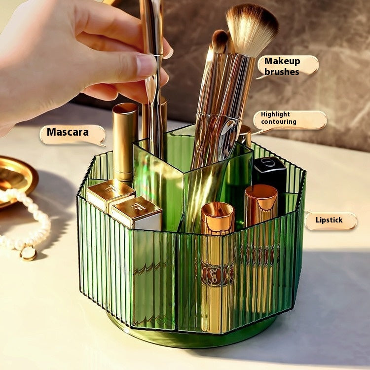 Desktop Grid Rotating Cosmetic Brush Storage Container