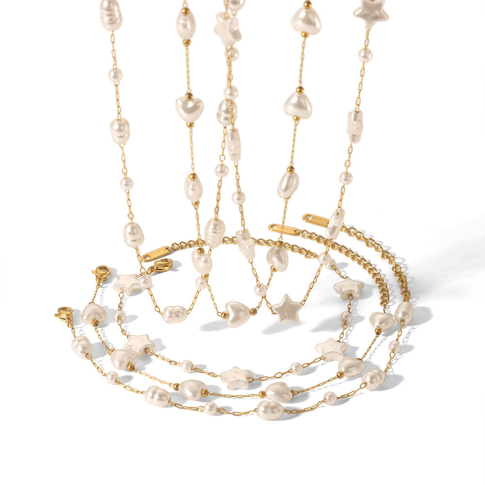 Pearl Tassel Starry All-match Clavicle Stainless Steel Bracelet