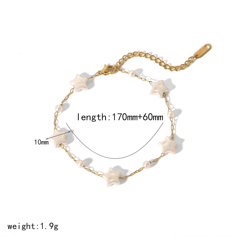 Pearl Tassel Starry All-match Clavicle Stainless Steel Bracelet