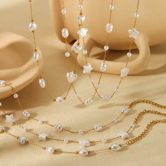 Pearl Tassel Starry All-match Clavicle Stainless Steel Bracelet