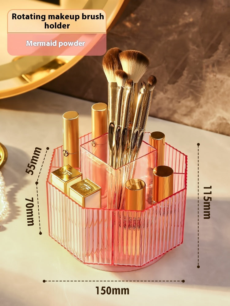 Desktop Grid Rotating Cosmetic Brush Storage Container