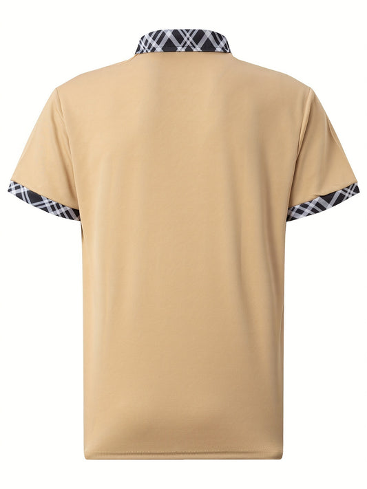 Men's Casual Shirt With Chest Pocket - Breathable, Stretch Fabric, Short Sleeve, Button-Up Collar - Perfect For Golf & Tennis