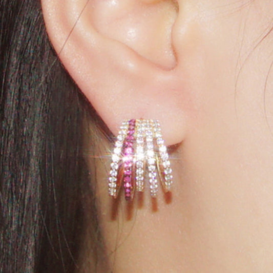 Multi-layer Line Stud Earrings With Diamonds Banquet